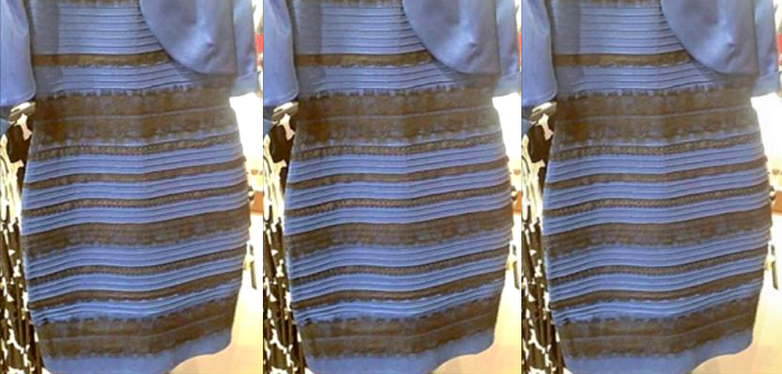 the blue black gold white dress