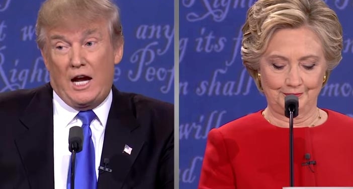 Presidential nominees Donald Trump and Hillary Clinton during the first presidential debate.
