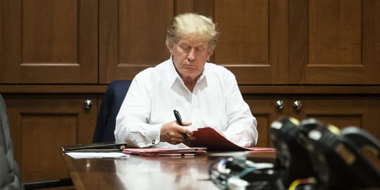 Donald J. Trump in Walter Reed National Military Medical Center after testing positive for COVID-19. (Official White House Photo by Joyce N. Boghosian)